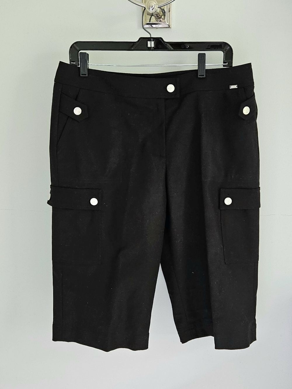 St John Vintage Black Crop Stretch Cargo Pants